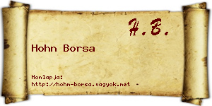 Hohn Borsa névjegykártya